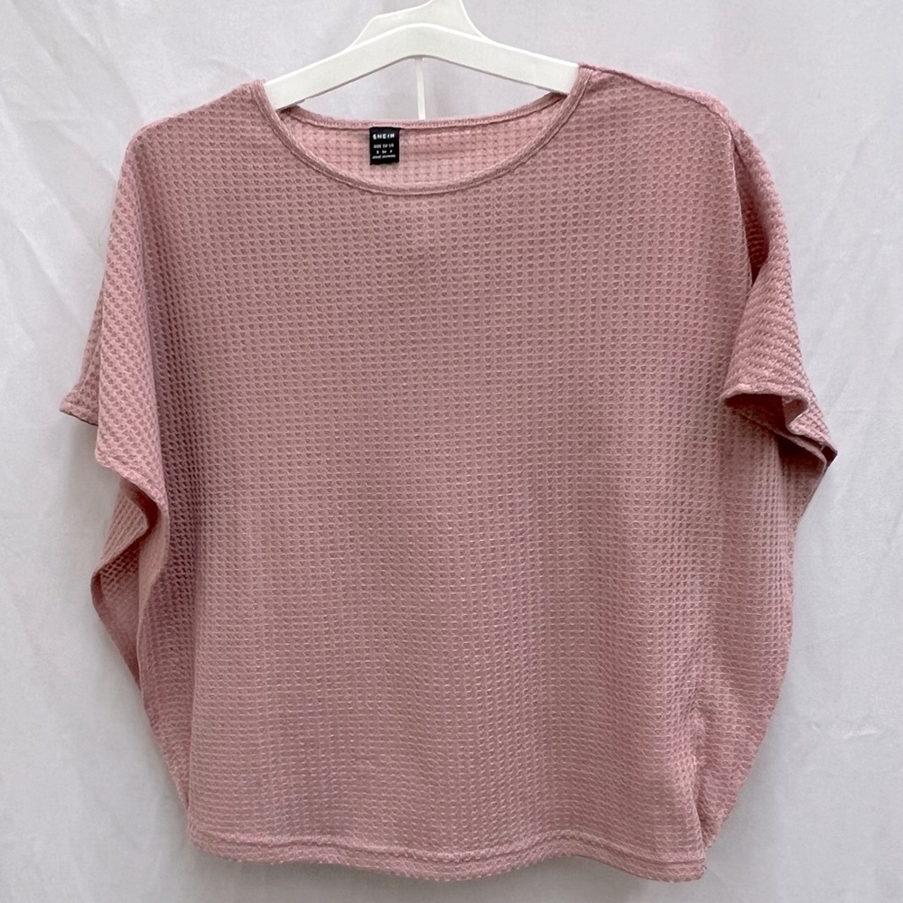 SHEIN Two Piece Blush Pink Waffle Knit Lounge Set Size Small - Picture 2 of 6